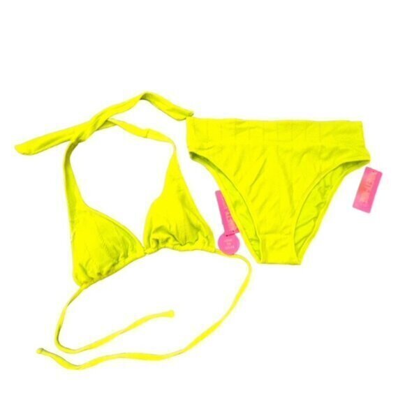 Ninety-nine Neon Lime Bikini 2 pc Set Swimwear MSRP $60 NWT Beach Pool Vacation‎ - Picture 1 of 11